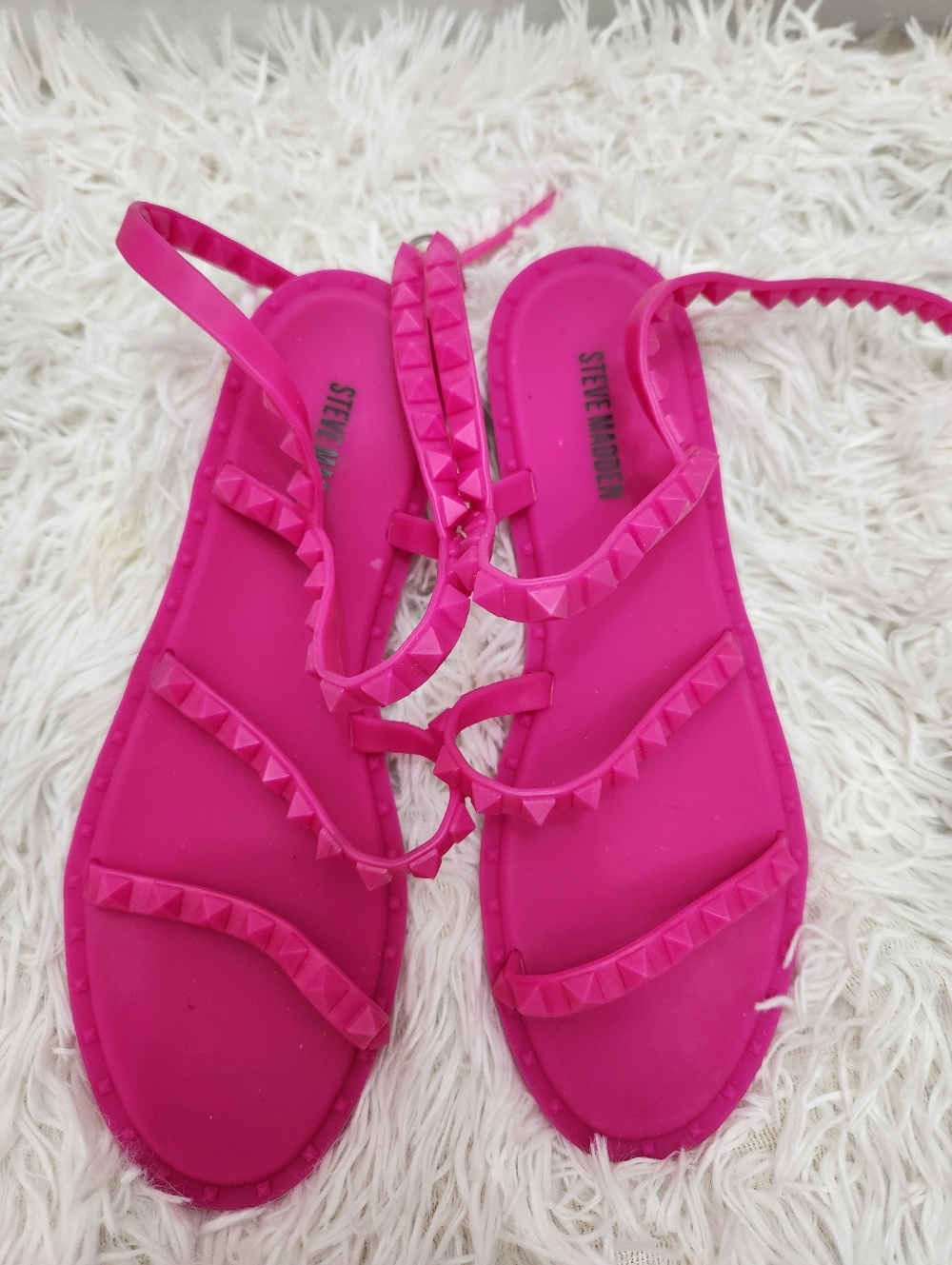 Steve Madden Hot Pink Rockstud Jelly Sandals - Size 8